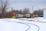 During a short time period when three orange GP38's called Muskegon home, all of them congregate at the south end of North Yard